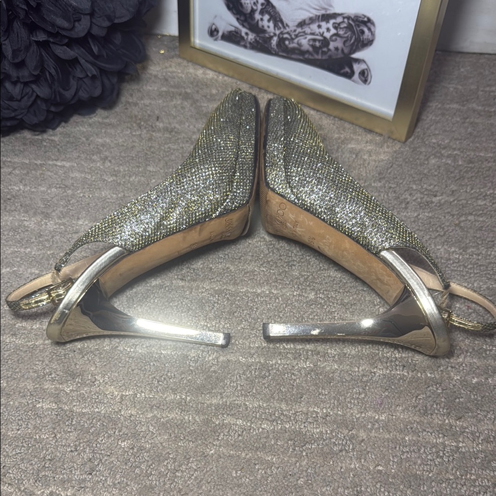 Jimmy Choo Gold Slingback Heels - Picture 10 of 10